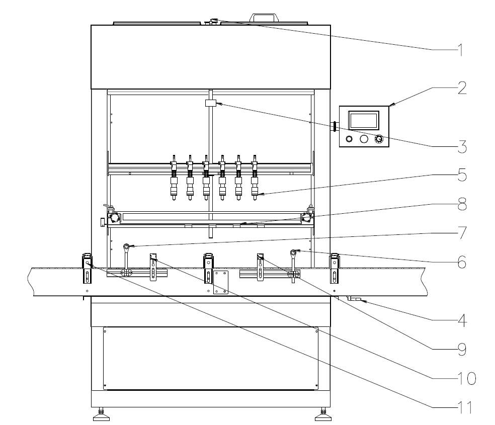 drawing of overflow filling machines makineri mbushëse e tejmbushjes automatike.jpg