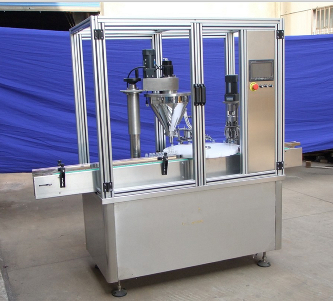 powder filler capper machine pajisja me kapak mbushës pluhur.jpg