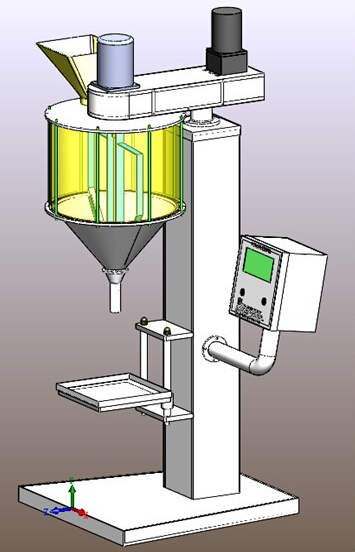 CAD illustration of powder filling machine ilustrim vizatimor për filler.jpg